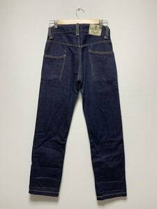 美品☆濃紺 [桃太郎ジーンズ] 布パッチ インディゴデニムパンツ 30 日本製 藍布屋 MOMOTARO JEANS