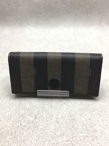 FENDI◆長財布/レザー/BLK/ストライプ/メンズ