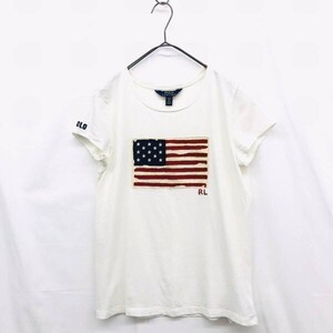 EZ3449●POLO RALPH LAUREN フラッグ Tシャツ●XL/TG●ホワイト ラルフローレン 星条旗