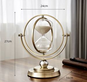 レトロ　ガラス　砂時計　金属製　装飾品　 Hourglass 60 minutes　Hourglass L