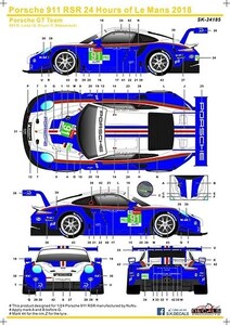 SKデカール 1/24 SK24185 ポルシェ 911 RSR FIA 世界耐久選手権 ル・マン24時間レース 2018 ポルシェ GT チーム #91