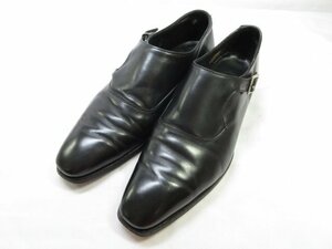 【GEORGE CLEVERLEY ジョージクレバリー】 レザー プレーントゥ サイドストラップシューズ 靴 (メンズ) size9E ブラック ■30MZA5557■