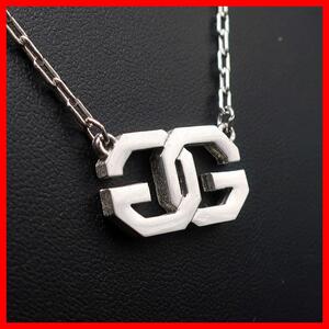 正規品 ジバンシー Givenchy ネックレス Necklace 特大ダブルGロゴ Over size Double Logo シルバー Silver 美品 Authentic Mint