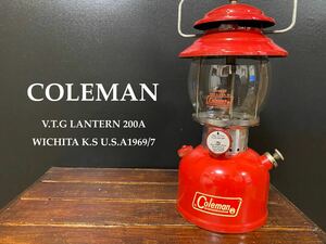 ★ビンテージ★コールマン/Coleman★ランタン/Lantern★200A★1969年7月【PYREXグローブ★PATENTS★底面SUNSHINE】超希少！玉数無！☆美品