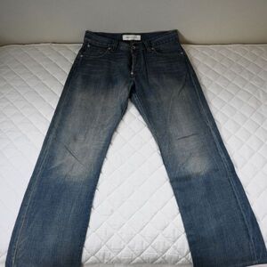 【送料無料】USA製 日本デニム使用 美品 ペーパーデニム＆クロス ジーンズ W32 太ストレート ★ paper denim