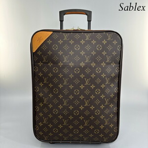 1円【超極美品】LOUIS VUITTON ルイヴィトン LV モノグラム ぺガス45 キャリーバッグ スーツケース 旅行 鞄 機内持ち込みかばん ブラウン