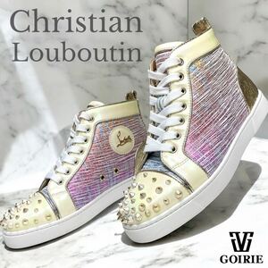 【希少/未使用級】Christian Louboutin クリスチャンルブタン ハイカットスニーカー スタッズ 棘 サイズ38 25㎝ ゴールド金具 イタリア製