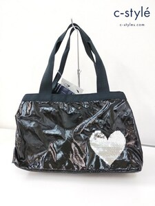 Y758 [未使用品] LeSportsac レスポートサック トートバッグ BLACK MAGIC ハート ポーチ ロゴキーホルダー付 レディース | Y★