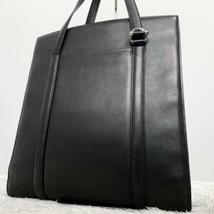 1円 Cartier カルティエ カボション メンズ トートバッグ ハンド 肩掛け A4可 ビジネス 本革 レザー ブラック 黒 大容量 金具 裏地総柄