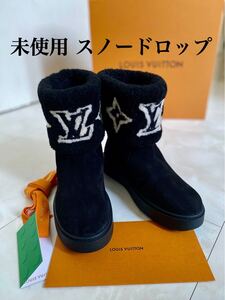 未使用 LOUIS VUITTON スノードロップ ムートン ボア ショート モノグラム ブーツ 38 24.5cm 箱 領収書ケース リボン カード ルイヴィトン