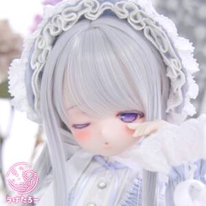 うぱたろー☆DDH-01 セミホワイト肌ソフビ盛りカスタムヘッド＋アイ＋ウィッグ＋衣装（水色）