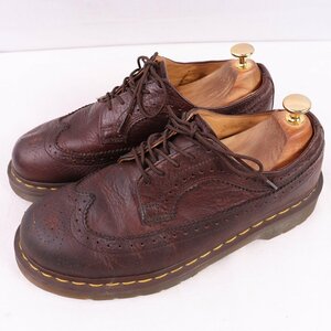 ドクターマーチン UK7/25.5cm-26.0cm/5ホール 10061 ウィングチップ 茶 ブーツ レザー メンズ レディース dr.martens 中古 dm3958