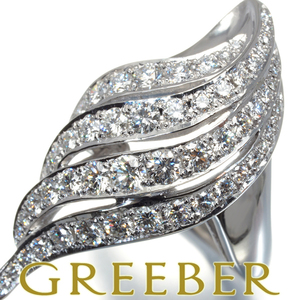 クイーンジュエリー リング ダイヤ ダイヤモンド 1.41ct ウェーブ リーフ フェザー 11号 Pt950 Diamond Ring 指輪 BLJ/GENJ