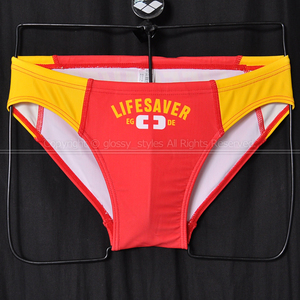 K1914-19■美品 EGDE LIFESAVER エッジ ライフセーバー メンズビキニ ブーメラン水着 競パン レッド×イエロー M