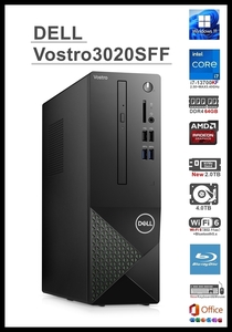 ★DELL Vostro3020 SFF/i7-13700KF 16コア/RAM 64GB/新品 NVMe SSD 2TB/HDD 4TB/R7 450 4GB/Wi-Fi6/Blu-ray/USB3.2/Office2021/Win11Pro★