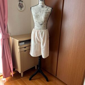 着物リメイク　ペチパンツ　薄ピンク花柄　シルク　ハンドメイド