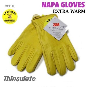 送料無料 NAPA GLOVES ナパ 鹿革 防寒 冬用 シンサレート グローブ 800TL-XS ゴールド 黄 裏地付 ディアスキン 柔らかバイク グローブ