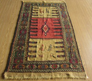 【156ｘ92】イラン直輸入★コルディ産キリム・KILIM■1118-21