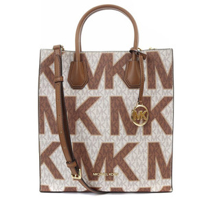 マイケルコース MICHAEL KORS ショッパートート MK スクエアバッグ ハンドバッグ ショルダーバッグ 2way 総柄 茶色 ブラウン /SR3 レディー