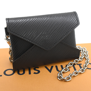 新品同様 ルイヴィトン キリガミ チェーン ネックレス コインケース M68558 エピ ブラック LOUIS VUITTON