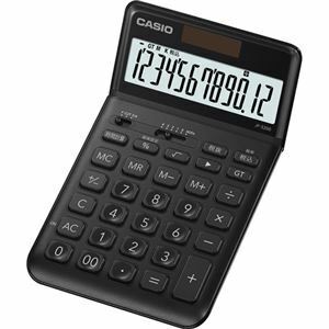 【新品】(まとめ) カシオ デザイン電卓 12桁ジャストタイプ ブラック JF-S200-BK-N 1台 〔×5セット〕