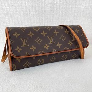 1円 ◆ LOUIS VUITTON ルイヴィトン ポシェットツインGM モノグラム M51852 ショルダーバッグ 斜め掛け ブラウン PVC レザー SD0969 