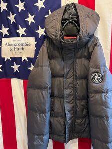 ★Abercombie&Fitch★アバクロンビー&フィッチ★KEMPSHALL JACKET★ダウンジャケット★アウター★フード★ワッペンロゴ★グレー★XLサイズ