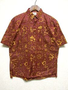 ★美品★USA製 Ke Nui 半袖 アロハシャツ M★ハワイアン 総柄 裏地使い USC UNIVERSITY OF SOUTHERN CALIFORNIA TROJANS アメリカ製 レア