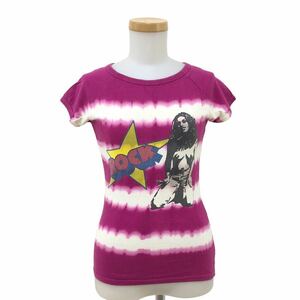 m522-25 HYSTERIC GLAMOUR ヒステリックグラマー ヒスガール タイダイ プリント 半袖 Tシャツ カットソー パープル系 レディース F 日本製