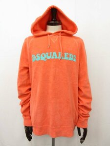 美品【DSQUARED2 ディースクエアード】S71GU0578 S24515 パイル地 プルオーバーパーカー (メンズ) L オレンジ イタリア製■33MT5113■