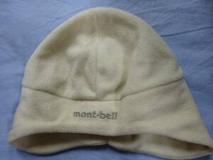 （い-B3-25） mont-bell モンベル 赤ちゃん帽子 フリーサイズ 46㎝~50㎝ 日本製 ポリエステル 100％ ライトベージュ 長期保管品 中古