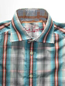 *　ロバートグラハム　Robert Graham　コットンシャツ　チェック　長袖　メンズ=S~M　ニューヨーク　U.S.A.　カジュアルシャツ　