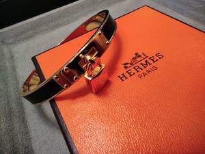 ★送料無料即決★HERMES(エルメス)　ブラック　ゴールド　ケリーバングル　ブレスレット