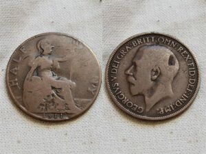 【イギリス】 1911年 ハーフペニー 1/2 Penny ジョージ5世 ブリタニア女神 銅貨