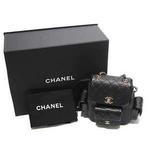 未使用 シャネル CHANEL マトラッセ ミニ スモール バックパック AS4399 キャビアスキン 黒 ココマーク リュック レディース