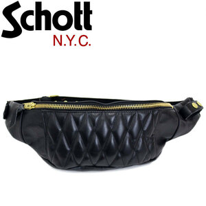 Schott(ショット) 3976006(旧品番3109023) PADDED BODY BAG パデッド レザーボディバッグ 08(011)BLACK/GOLD