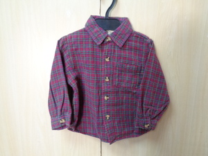 b1015◆HUSH PUPPIES フランネルチェックシャツ◆ハッシュパピー size:3T 紫系 チェック柄 綿コットン100% キッズ 子供服 ネコポス 5B