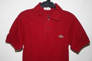 2744■メンズ2：XSラコステ、赤系エンジ、半袖ポロシャツ