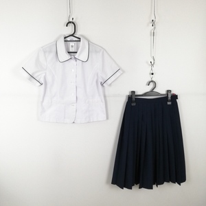 1円 ブラウス スカート 上下2点セット 夏物 女子 学生服 静岡長泉中学 白 制服 中古 ランクC EY6644