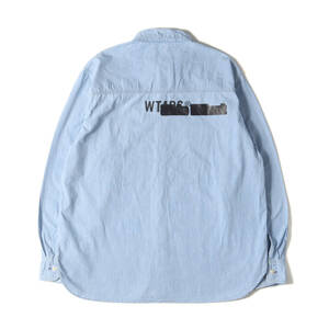 【美品】WTAPS ダブルタップス シャツ サイズ:L / 24AW ブランドロゴ シャンブレー ワークシャツ (CB / LS / COTTON. CHAMBRAY)