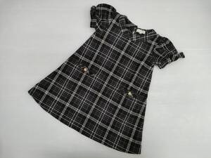 【再値下げ！即決！お買得！】★anyFAM/エニィファム★オンワード樫山　子供服　半袖ワンピース　リボン　チェック柄　グレー系　サイズ120