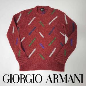 ふわふわボルドーカラー シェブロン柄モチーフニット GIORGIO ARMANI ジョルジオアルマーニ ニット ボルドーコントラスト48サイズ Mサイズ