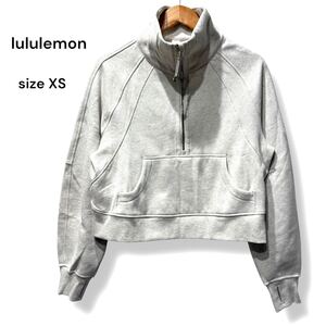 極美品 lululemon ルルレモン ハーフジップ 裏起毛 スウェット トレーナー ライトグレー ハイネック オーバーサイズ ウェア XS