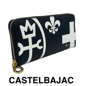 カステルバジャック　CASTELBAJAC　牛革ラウンド長財布　プリント長財布　牛革財布　男女兼用　081602-4　クロ