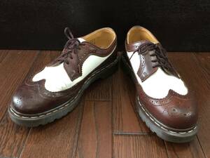 英国製 ドクターマーチン Dr.Martens ウィングチップ レザー シューズ 白 茶色 UK8 27ｃｍ BEX ベックス ENGLAND 検索 パンク モッズ PUNK