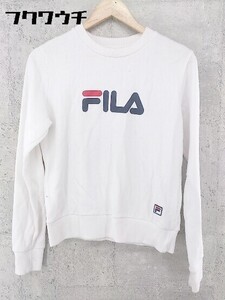 ◇ FILA フィラ ロゴ プリント 長袖 トレーナー S ホワイト * 1002798860193