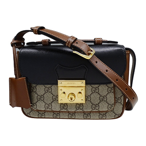 グッチ GUCCI バッグ レディース ブランド ショルダーバッグ パドロック GGスプリーム ブラウン ブラック ゴールド金具 658487 斜め掛け