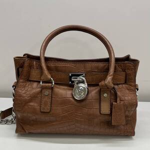 【在庫整理1円スタート】MICHAEL KORS AP-1101 2WAYバッグ(クロコ調) マイケルコース ブラウン