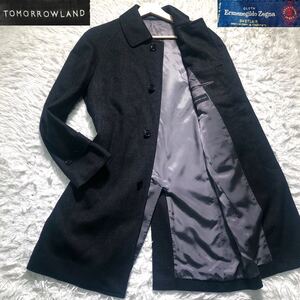 【美品】tomorrowland Ermenegildo Zegna トゥモローランド　ゼニア　ロングコート　モヘヤ　カシミヤ　44 ステンカラーコート　ブラック