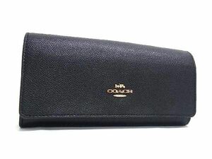 1円 ■美品■ COACH コーチ レザー 二つ折り 長財布 ウォレット 小銭入れ 札入れ カード入れ レディース メンズ ブラック系 FD1462